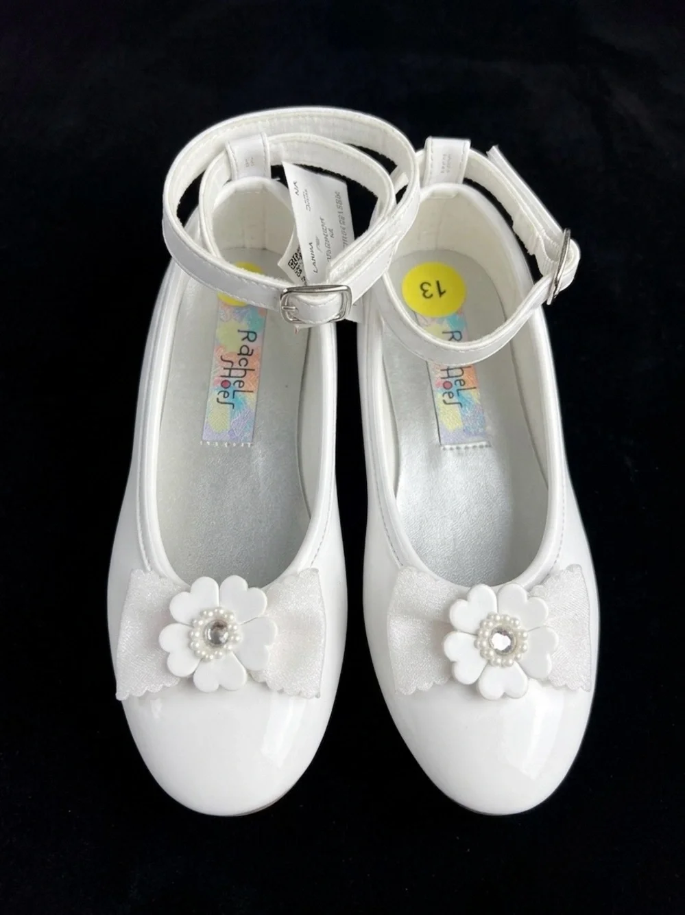 Rachel Shoes White Patent Girls' Mary Jane with Flower Bow